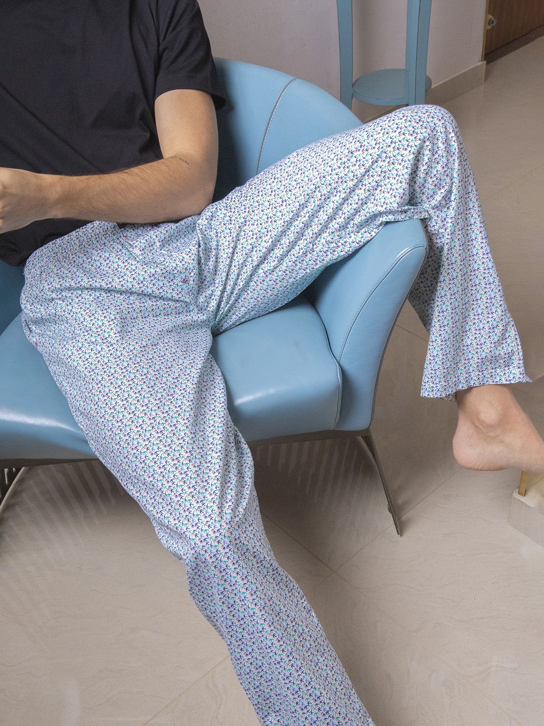 The Indian Garage Co Men Blue Printed Cotton Lounge Pants