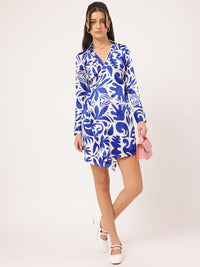 DressBerry Satin-Swagger Floral Printed Wrap Mini Dress