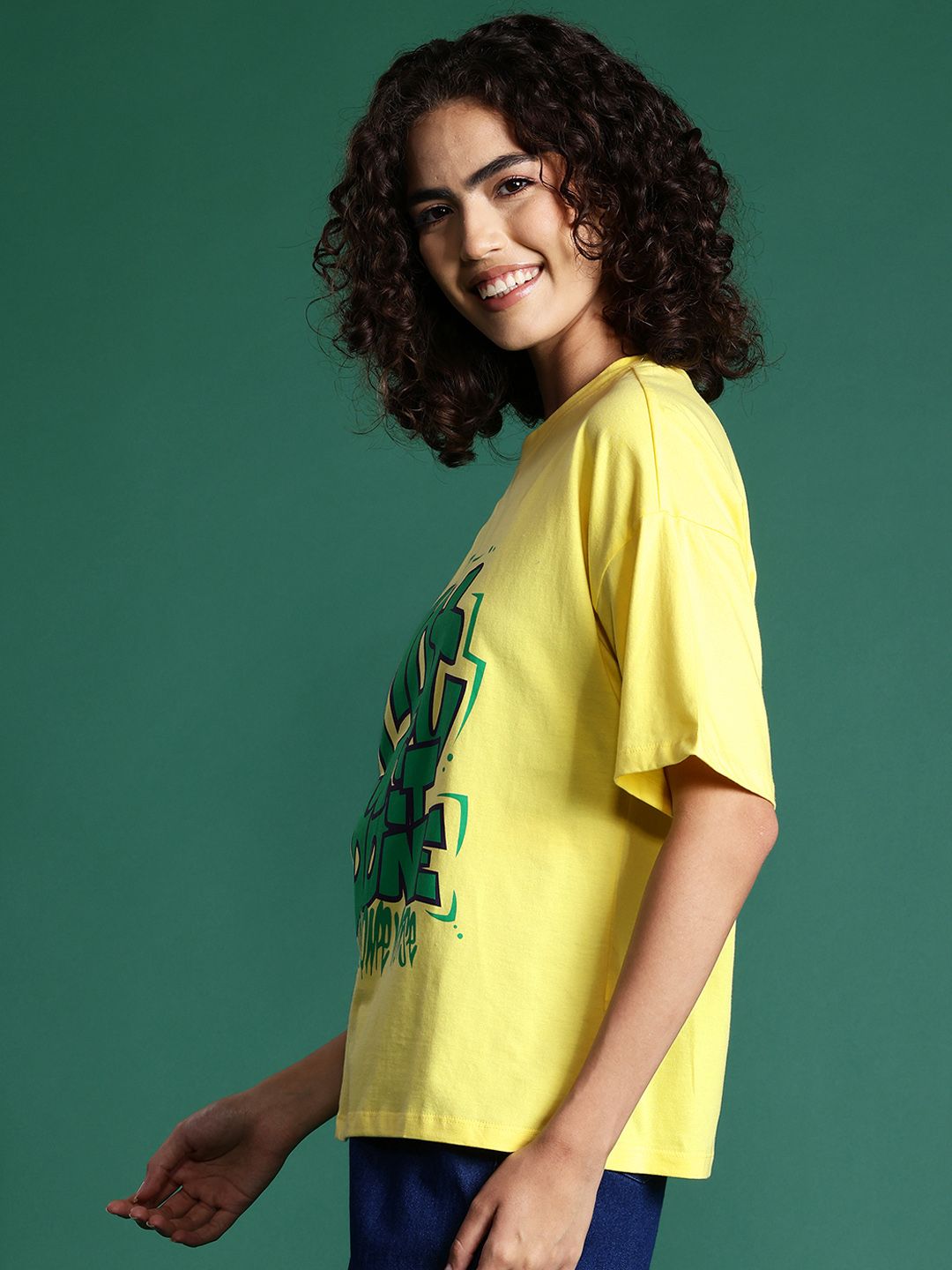 DressBerry Graphic Printed Drop-Shoulder Sleeve T-shirt