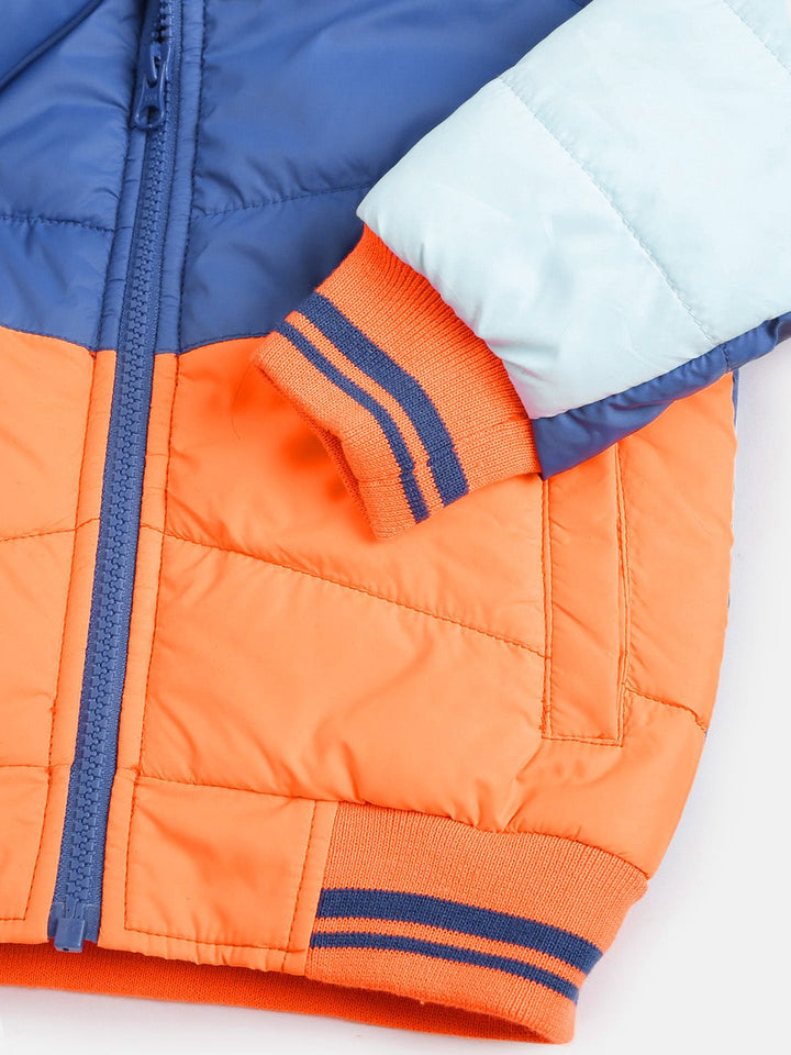 YK Boys Blue & Orange Colourblocked Bomber Jacket