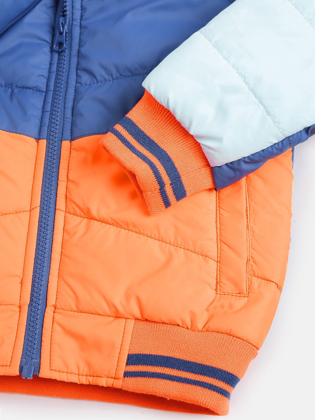 YK Boys Blue & Orange Colourblocked Bomber Jacket