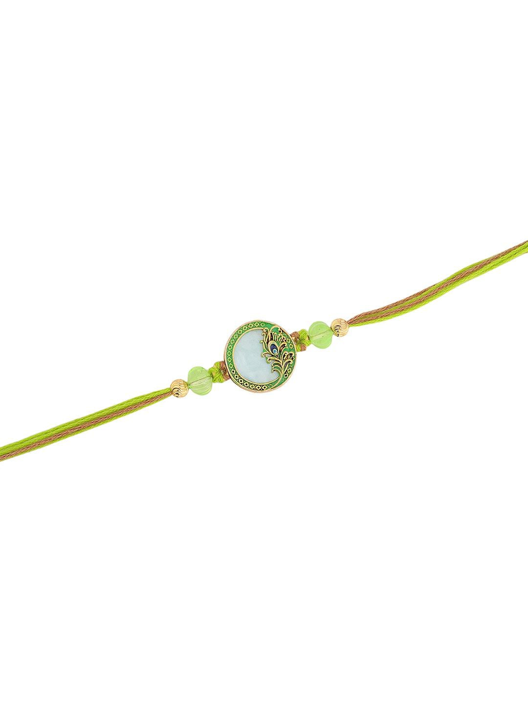 Voylla Vibrant Peacock Mor Pankh Benang Manik Rakhi