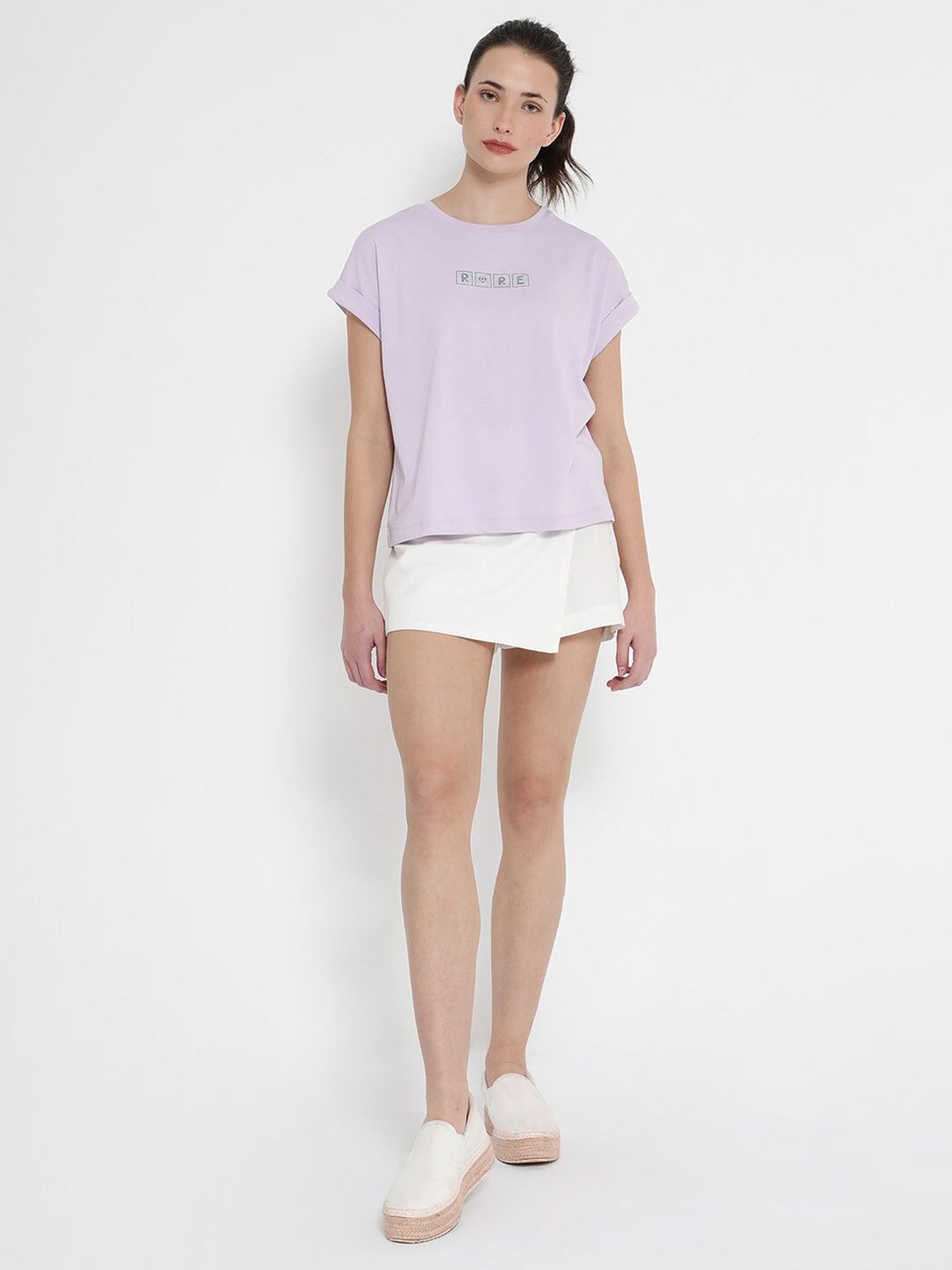 RAREISM Alexy Typography Printed Extended Sleeves Round Neck T-shirt