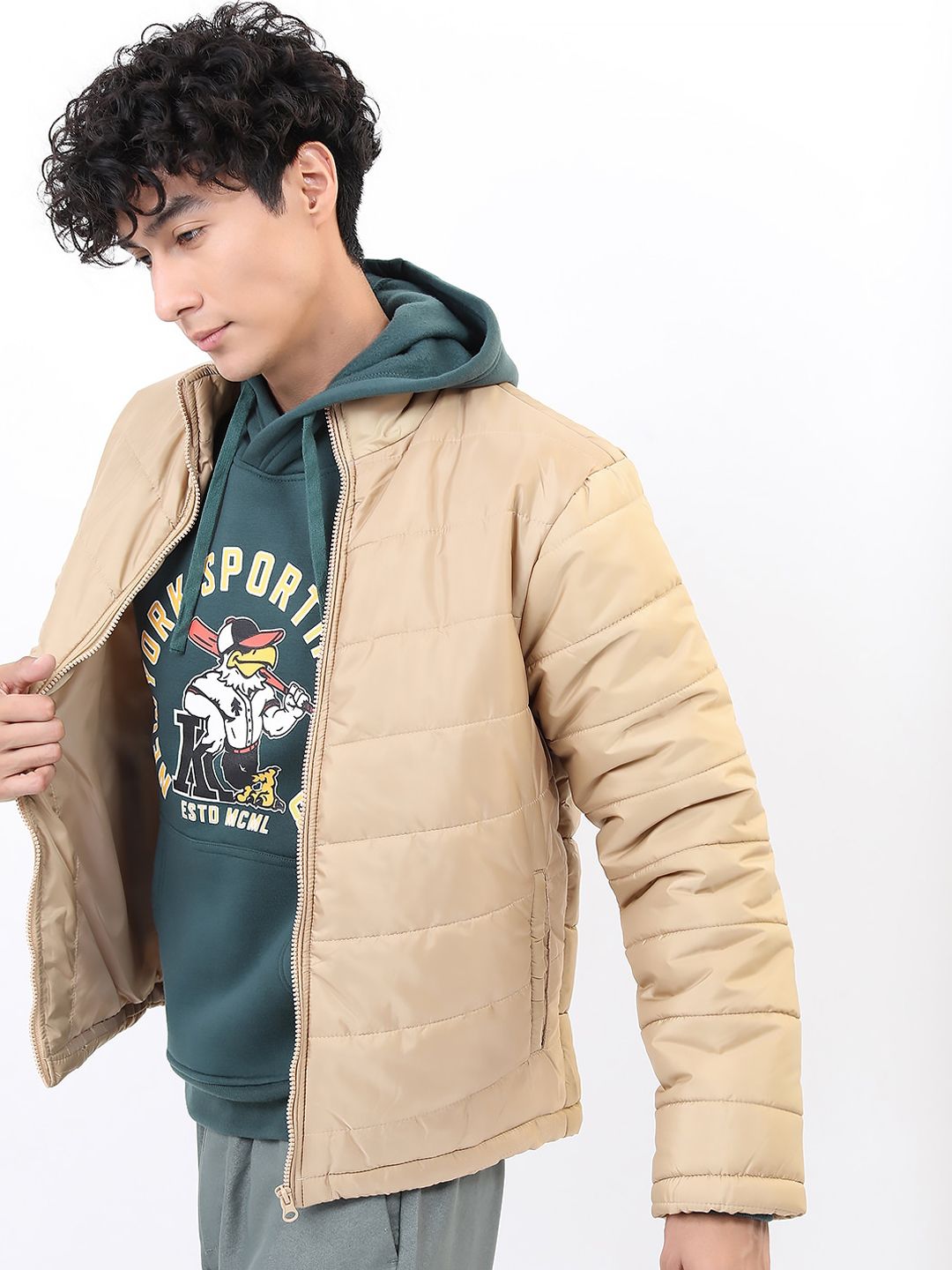 HIGHLANDER Men Beige Padded Jacket
