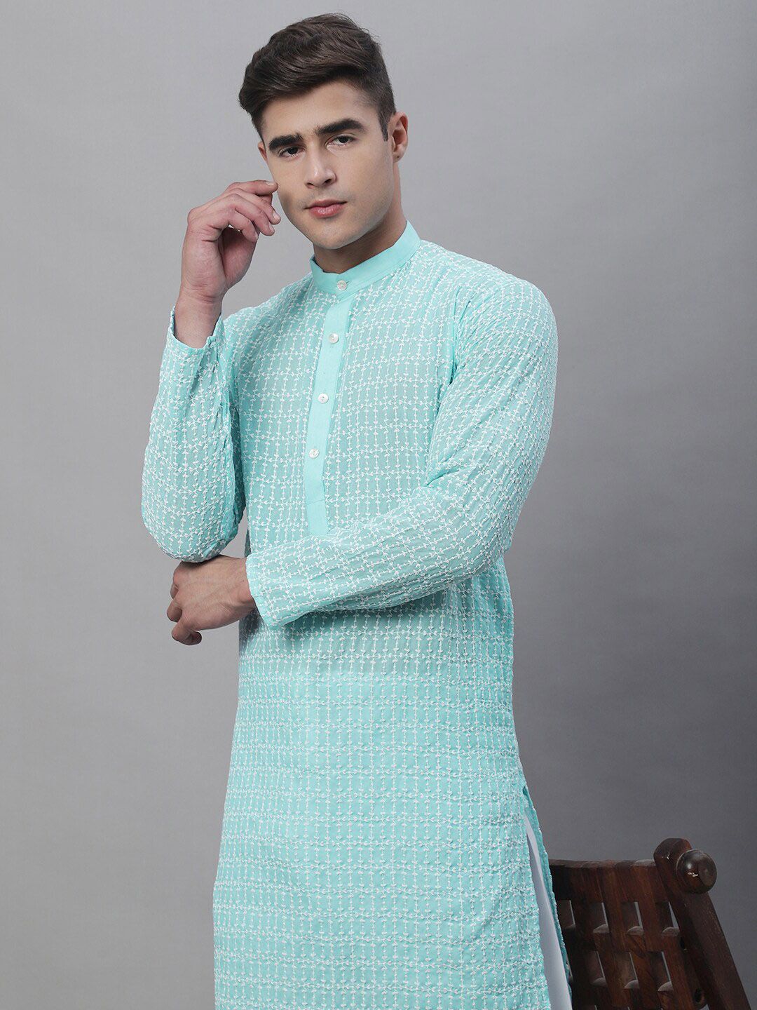SOJANYA Embroidered Pure Cotton Kurta With Churidar
