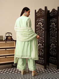 House of Pataudi Floral Embroidered Jashn Kurta with Palazzos & Dupatta