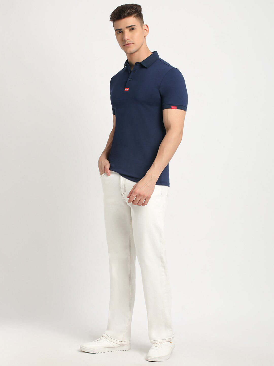 THE BEAR HOUSE Polo Collar Short Sleeves Slim Fit T-shirt