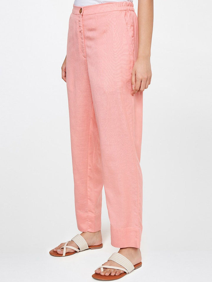 Global Desi Women Pink Straight Fit Trouser
