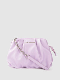 Lino Perros Lavender Solid Ruched Structured Shoulder Bag