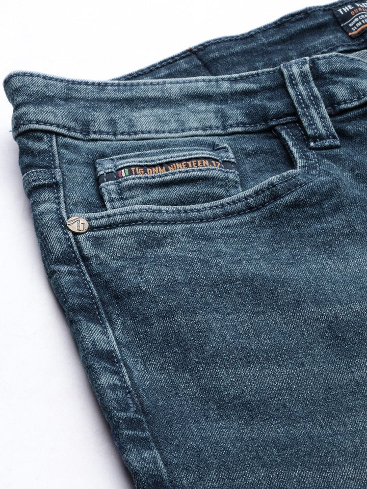 The Indian Garage Co Men Bootcut Mildly Distressed Light Fade Stretchable Jeans