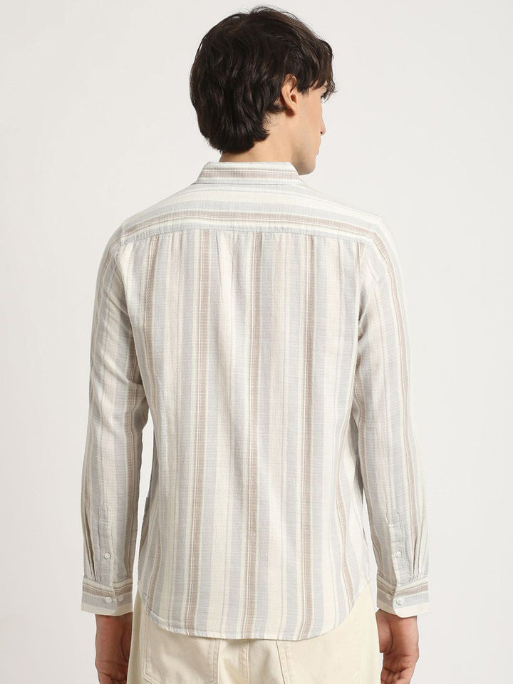THE BEAR HOUSE Men's Striped Slim Fit Casual Shirt