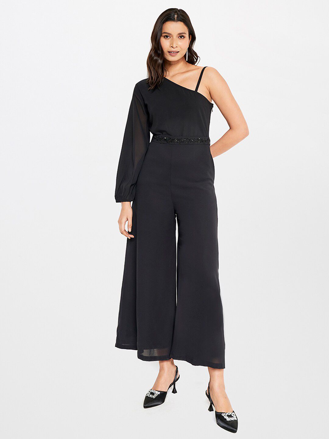 AND Women One Shoulder Embellished Basic Jumpsuit