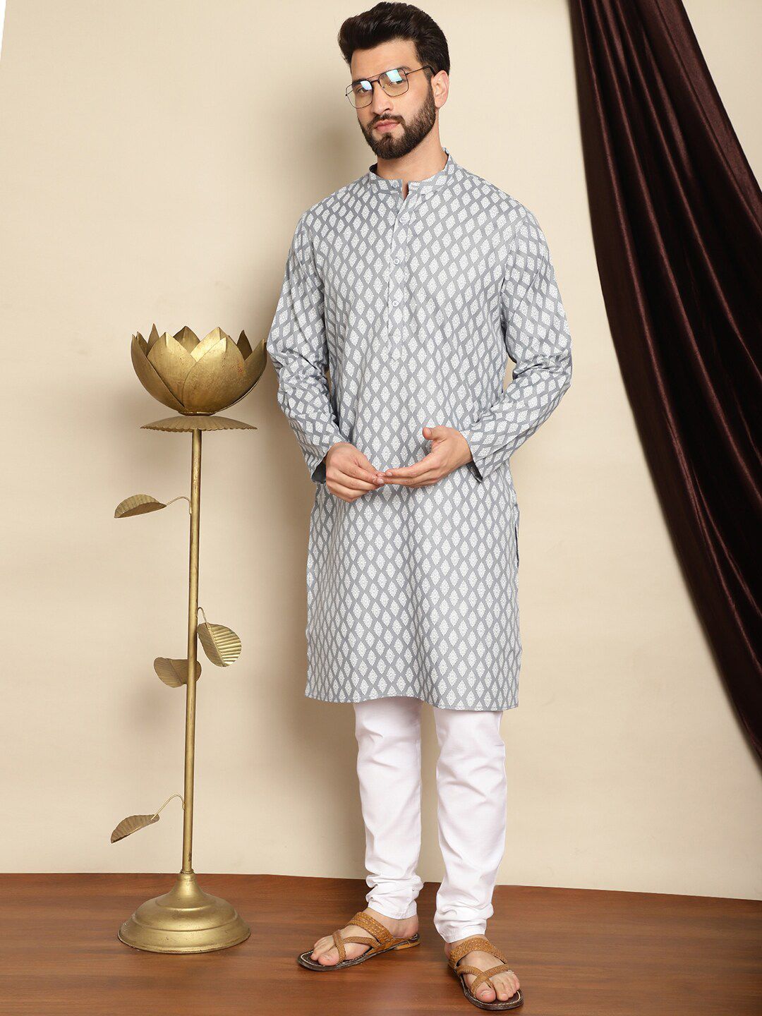 Anouk Bandhani Printed Kurta With Churidar