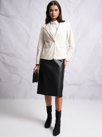 Chic oleh Tokyo Talkies White & Black berjalur Blazer tunggal