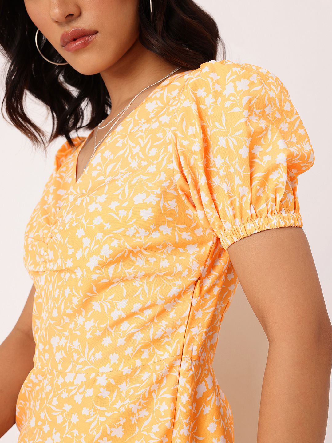 DressBerry Sunny Chic Bloom Printed Gathered A-Line Dress