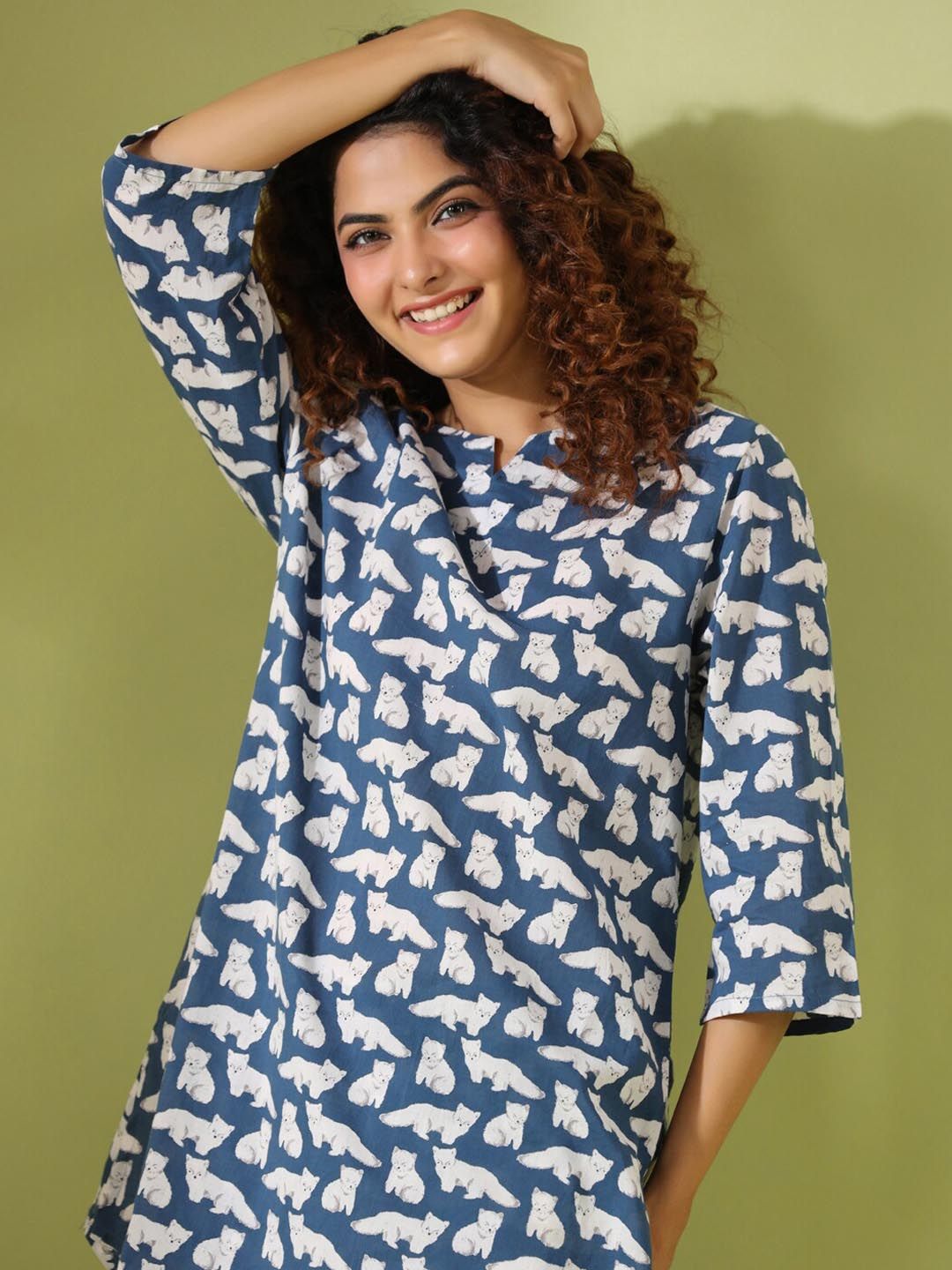 SANSKRUTIHOMES Conversational Printed Pure Cotton Night suit