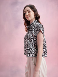 DressBerry Floral Print Extended Sleeves Shirt Style Top