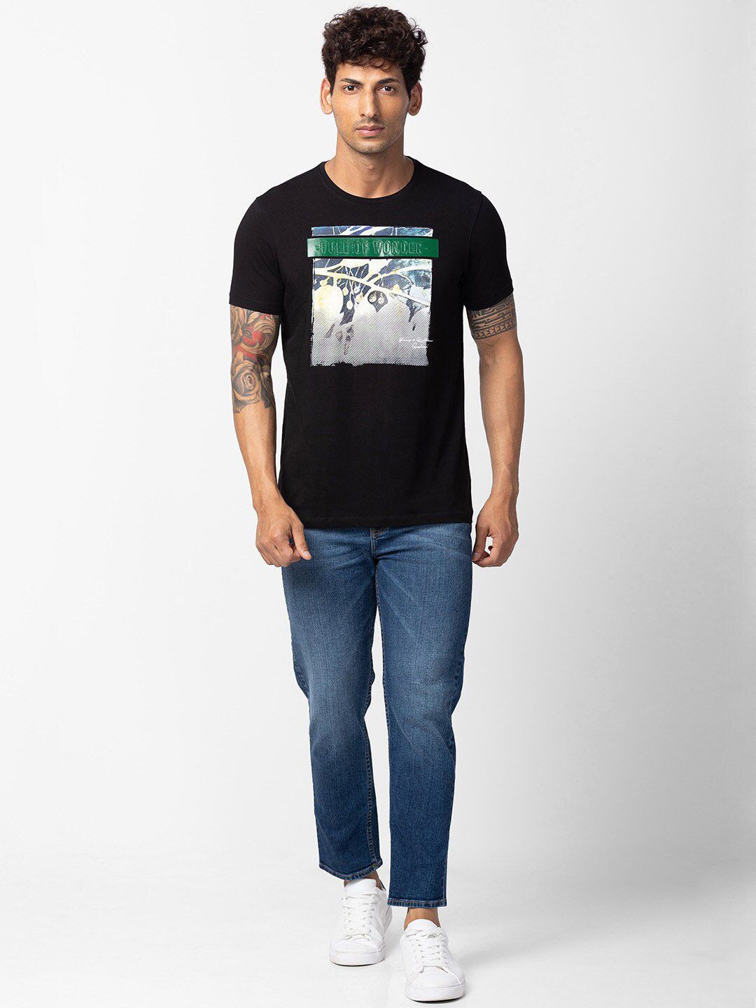 SPYKAR Men Printed Slim Fit Cotton T-shirt