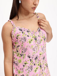 DressBerry Floral Printed Sleeveless A-Line Midi Dress