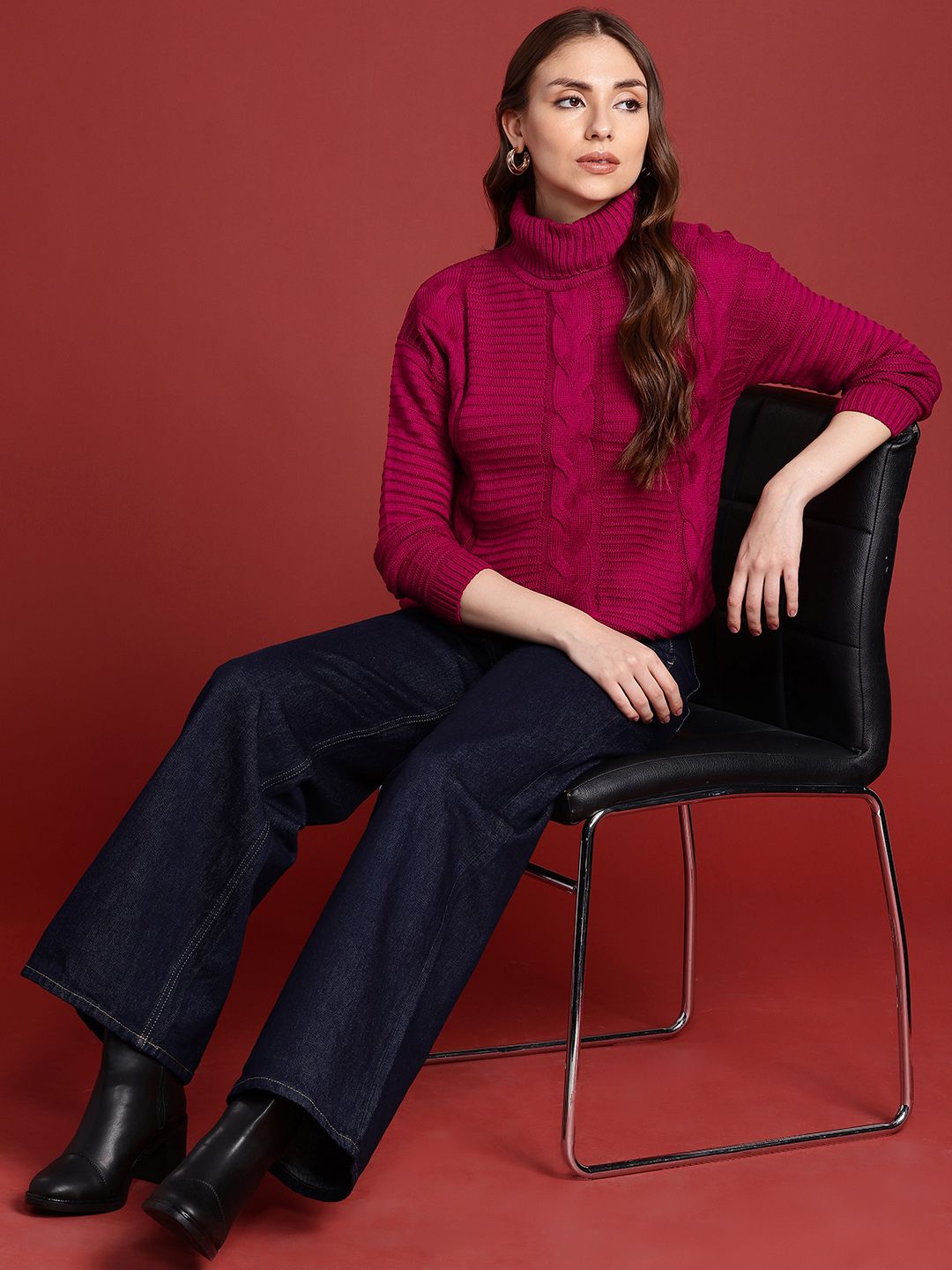 all about you Cable Knit Turtle Neck Pullover