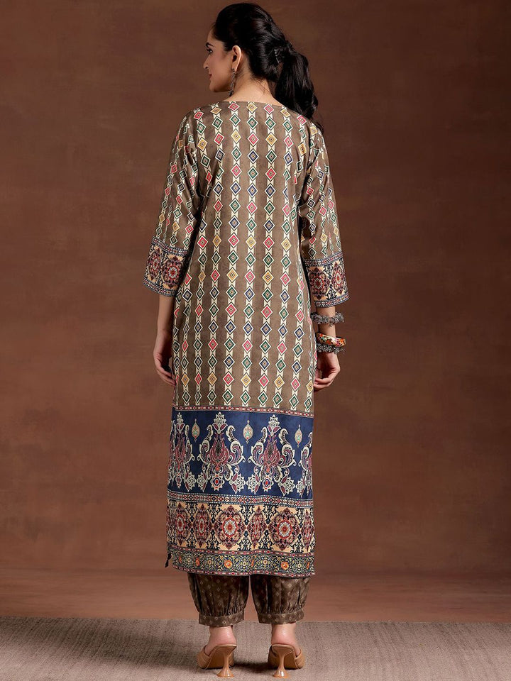 Libas Ethnic Motifs Printed Keyhole Neck Crepe Straight Kurta