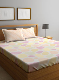 KLOTTHE Kuning Abstrak Polycotton 300 TC Cadar King Halus dengan 2 Sarung Bantal-98 x 87 inci