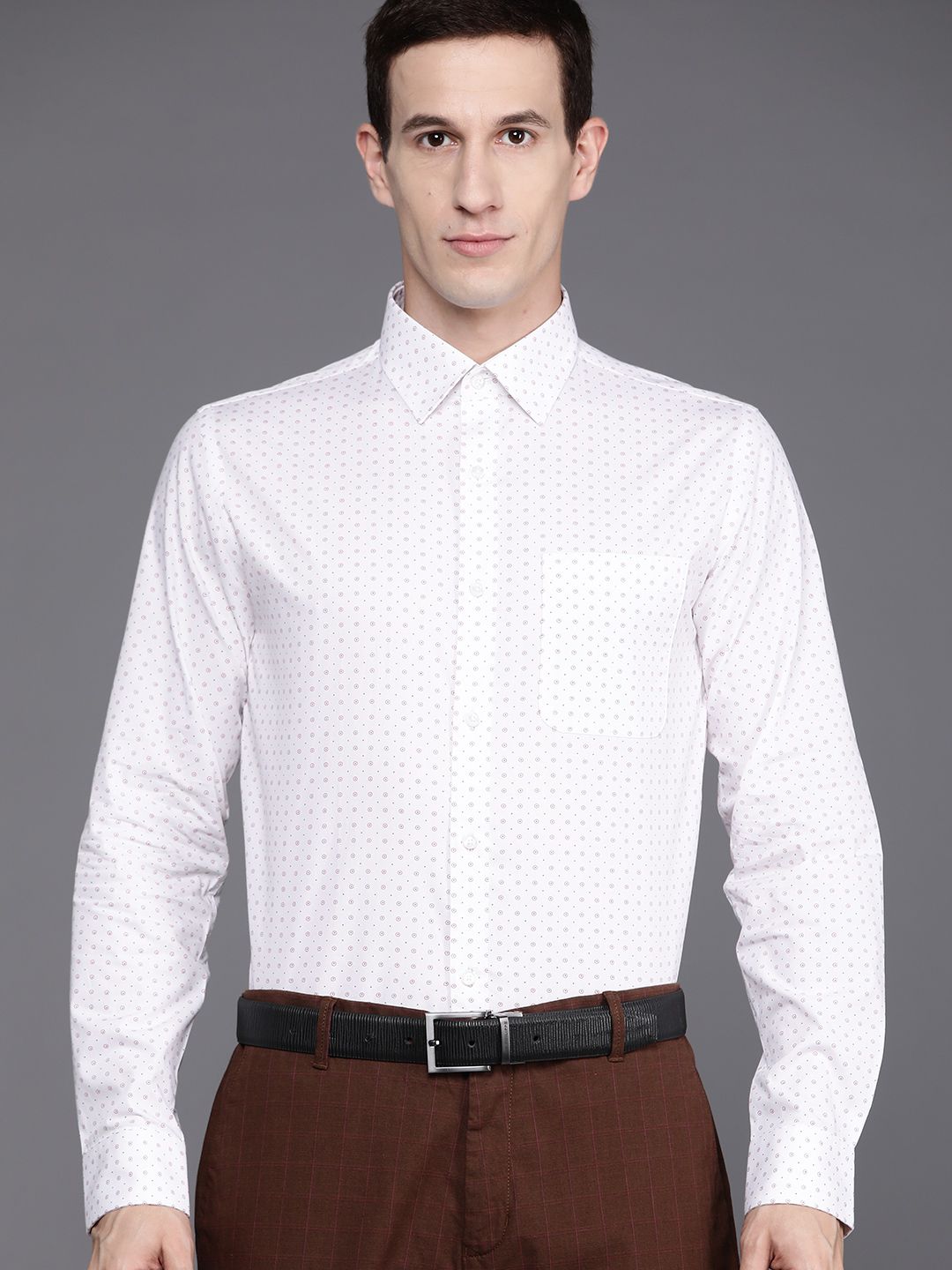 Raymond Men Slim Fit Pure Cotton Printed Formal Shirt