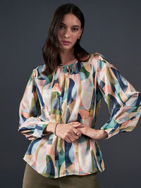 AND Abstract Printed Boat Neck Top
