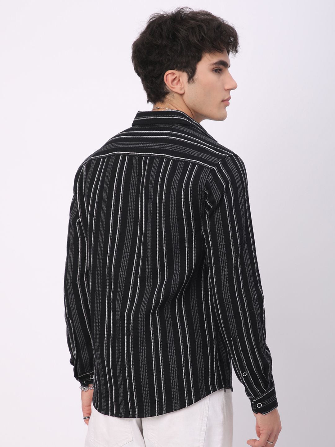 VASTRADO Men Classic Slim Fit Opaque Striped Casual Shirt