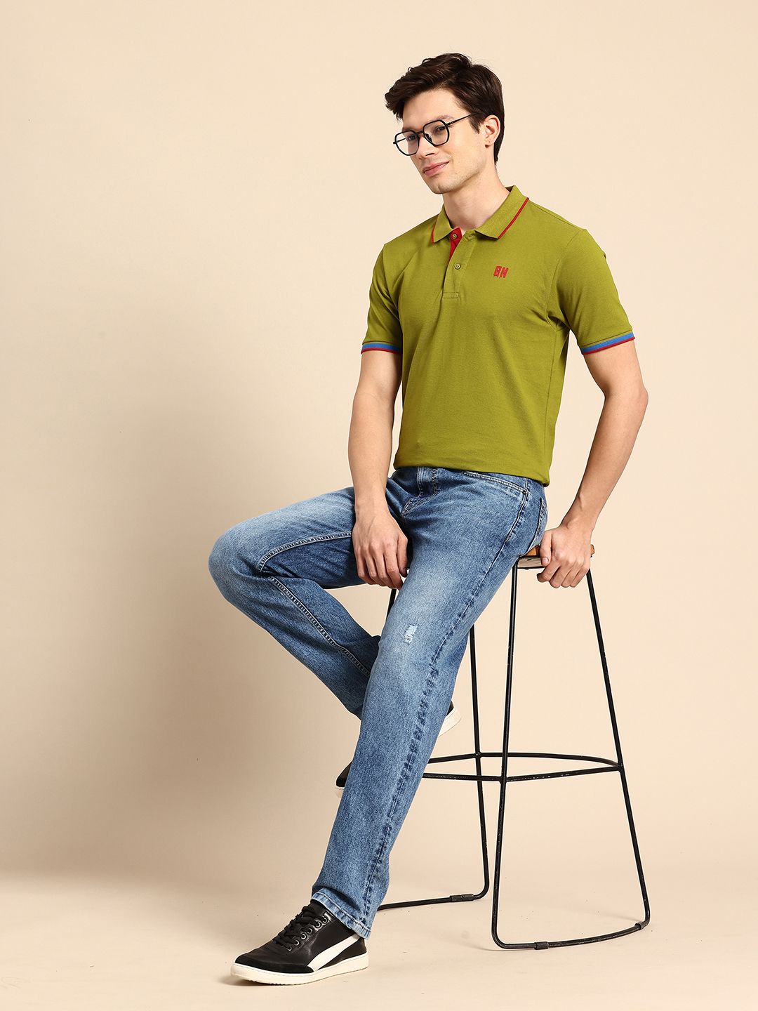 Being Human Polo Collar Pure Cotton T-shirt
