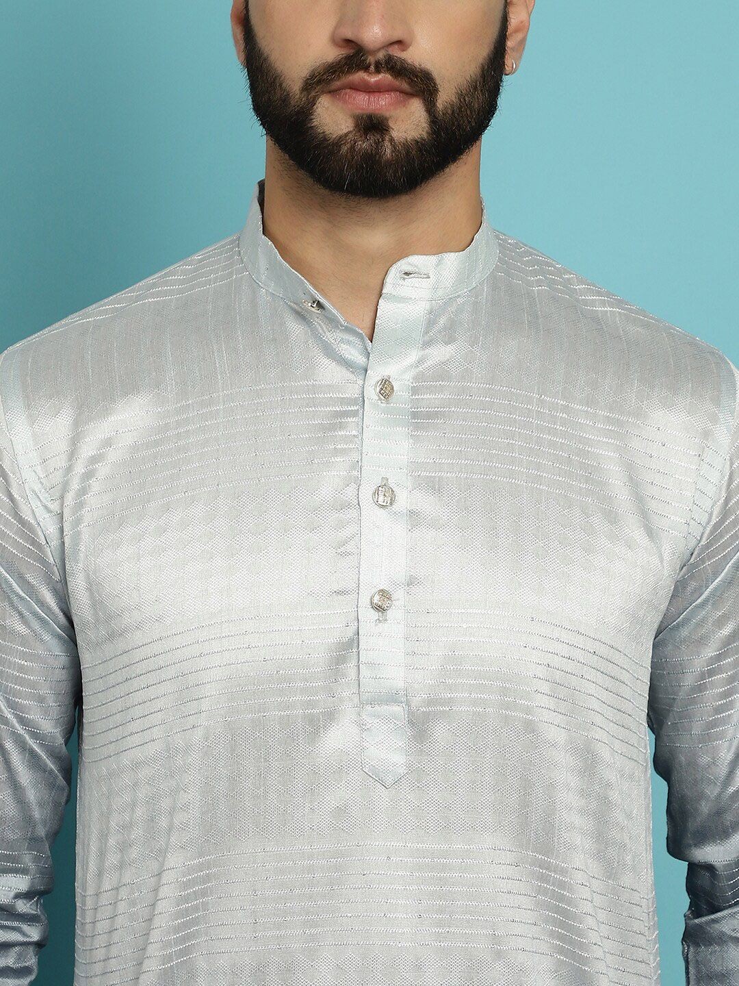 SOJANYA Geometric Woven Design Straight Kurta with Churidar