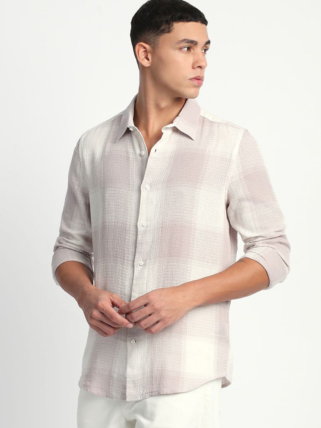 THE BEAR HOUSE Men Slim Fit Checked Casual Shirt