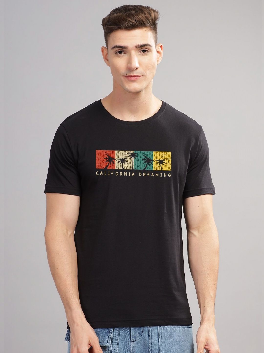 ADRO Typography Printed Round Neck Pure Cotton T-shirt