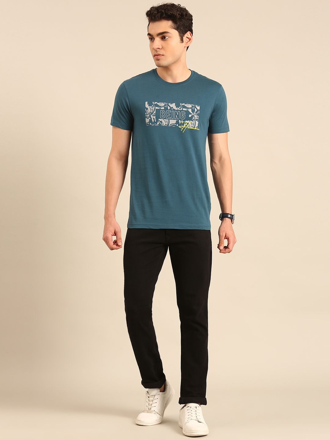 Being Human Typography Printed Pure Cotton T-shirt