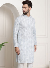 SOJANYA Band Collar Ethnic Motifs Embroidered Thread Work Cotton Kurta