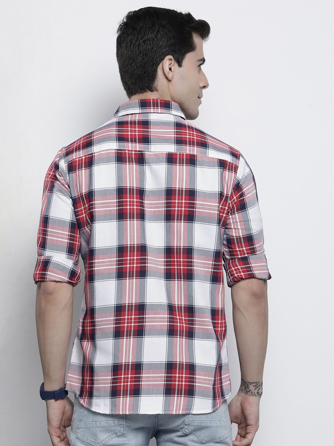 The Indian Garage Co Men Red Comfort Tartan Checks Checked Casual Shirt