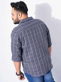 The Indian Garage Co Plus Size Windowpane Checked Cotton Casual Shirt