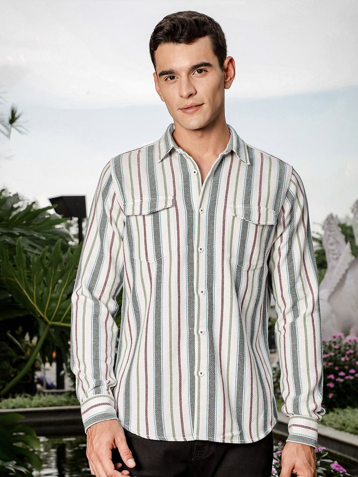Thomas Scott Men Smart Slim Fit Opaque Striped Casual Shirt