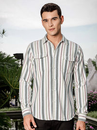 Thomas Scott Men Smart Slim Fit Opaque Striped Casual Shirt
