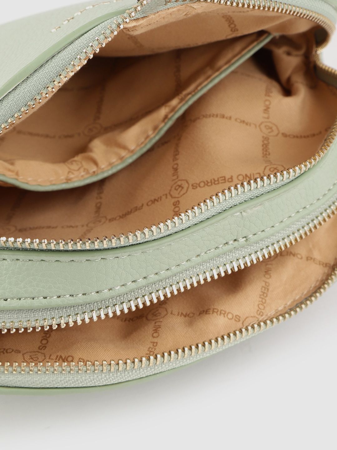 Lino Perros Green Solid Half Moon Sling Bag