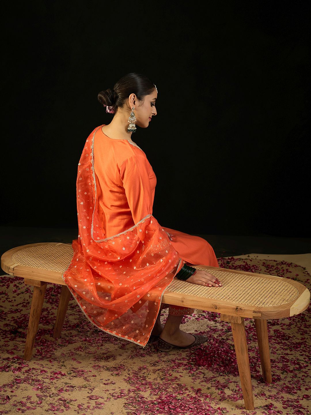 Indo Era Paisley Yoke Design Liva Straight Kurta With Trousers & Dupatta