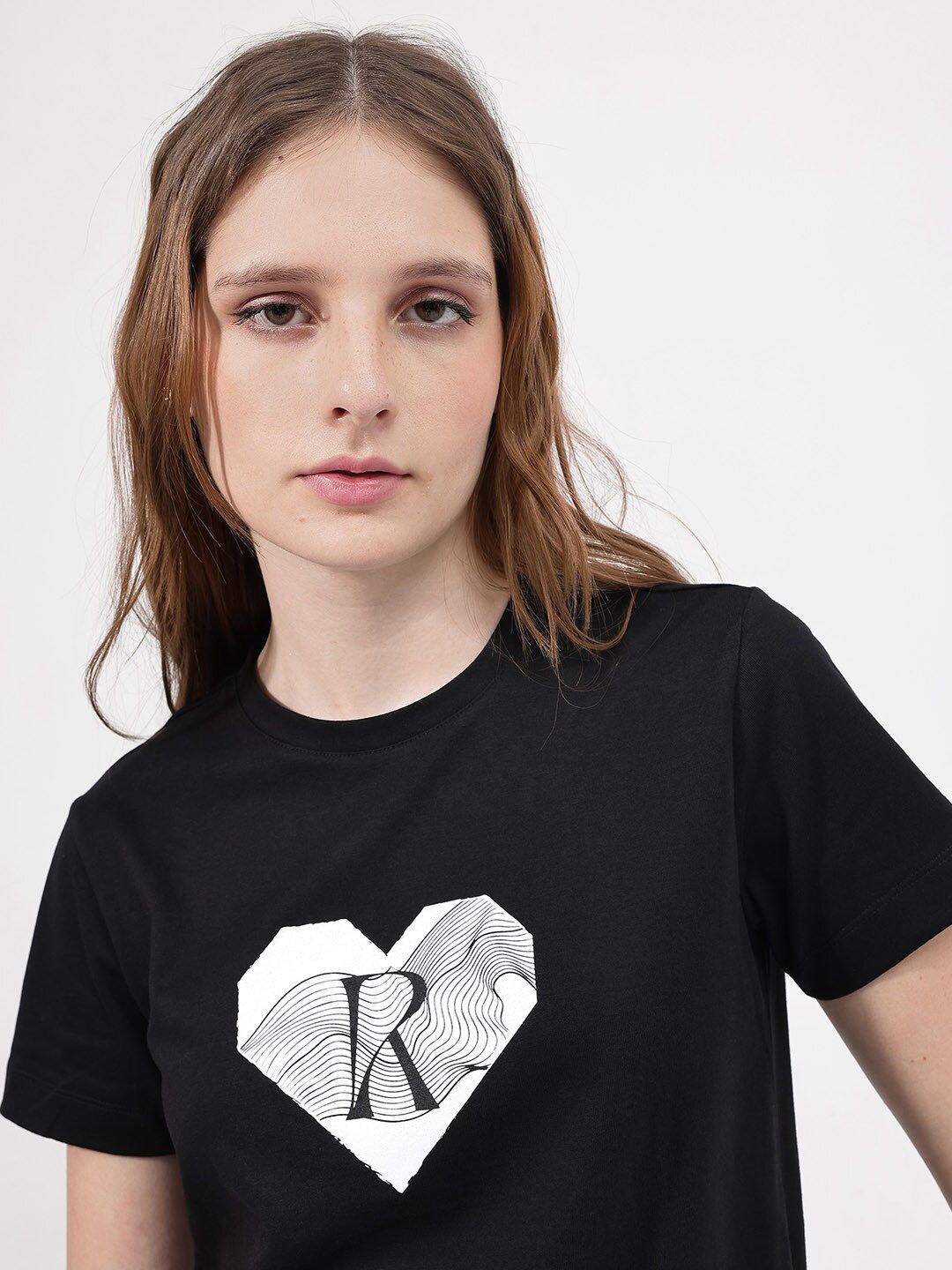 RAREISM Printed Round Neck Cotton T-shirt