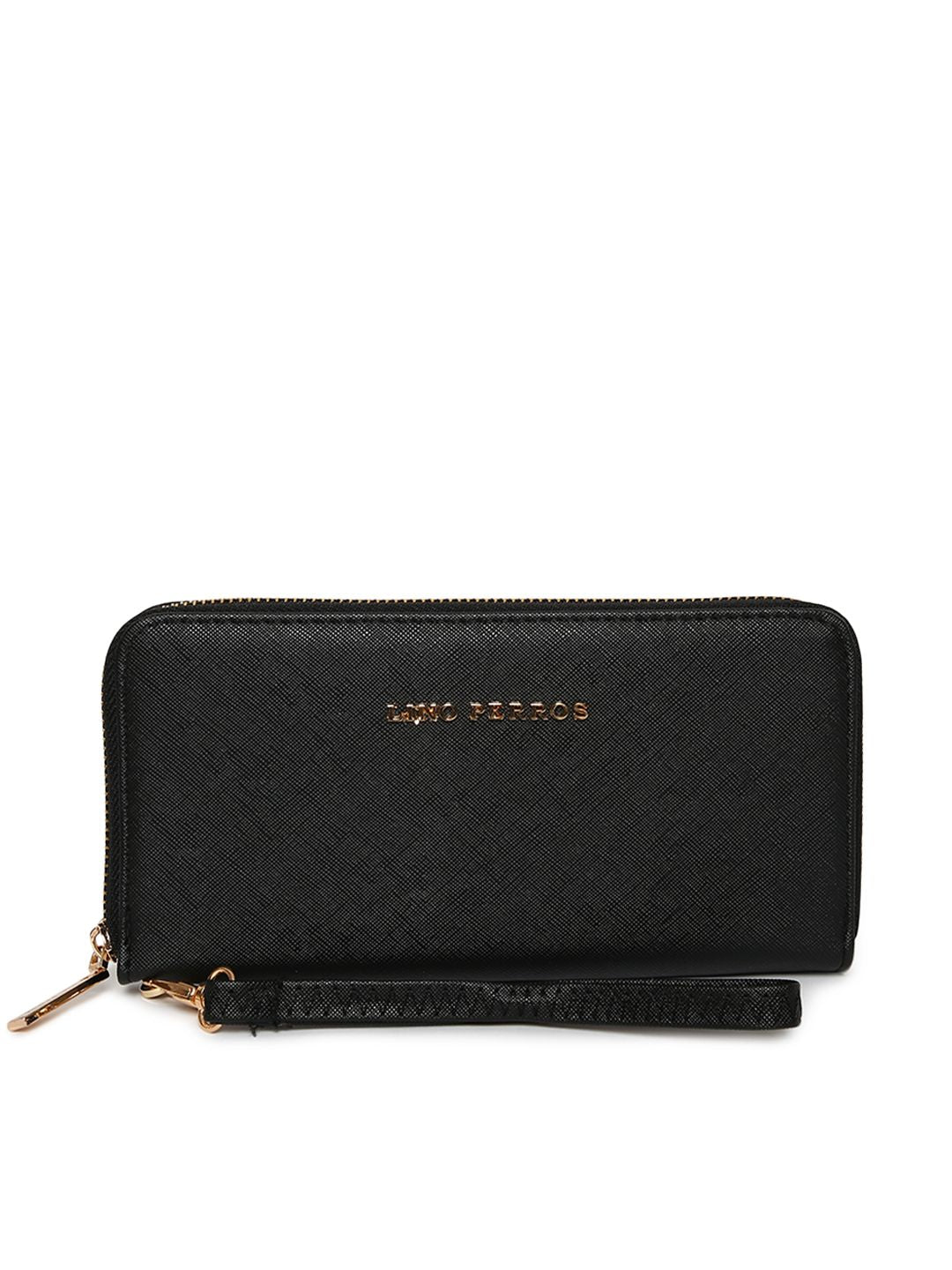 Lino Perros Women Black Solid Zip Around Wallet