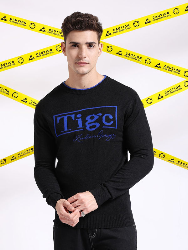 The Indian Garage Co Typography Printed Pullover Acrylic Sweater