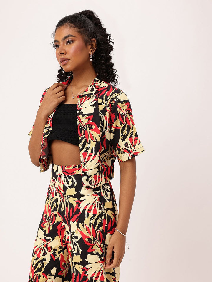 DressBerry Resort Ready Global Groove Shirt Style Crop Top