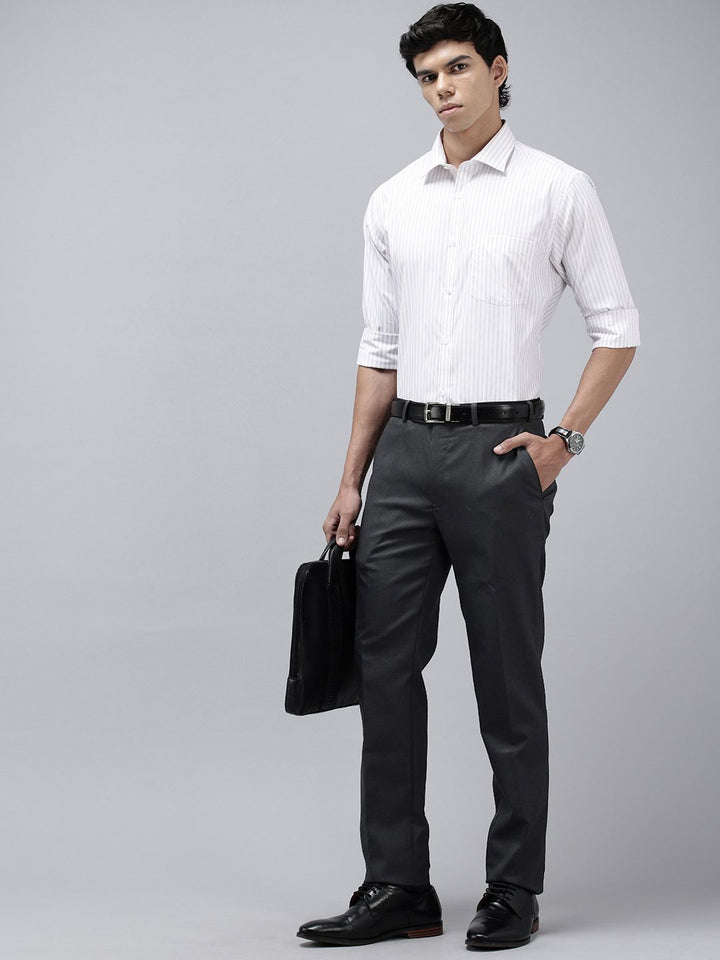 Park Avenue Men Textured Slim Fit Formal Trousers