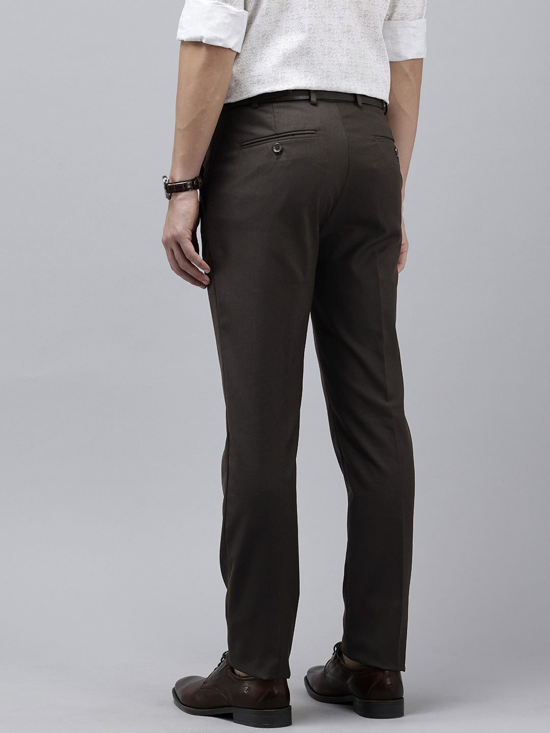 Park Avenue Men Textured Slim Fit Formal Trousers