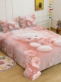 Myntra Elegant Pink Cartoon Printed 400 TC King 7D Cadar & 2 Sarung Bantal 250X225 cm