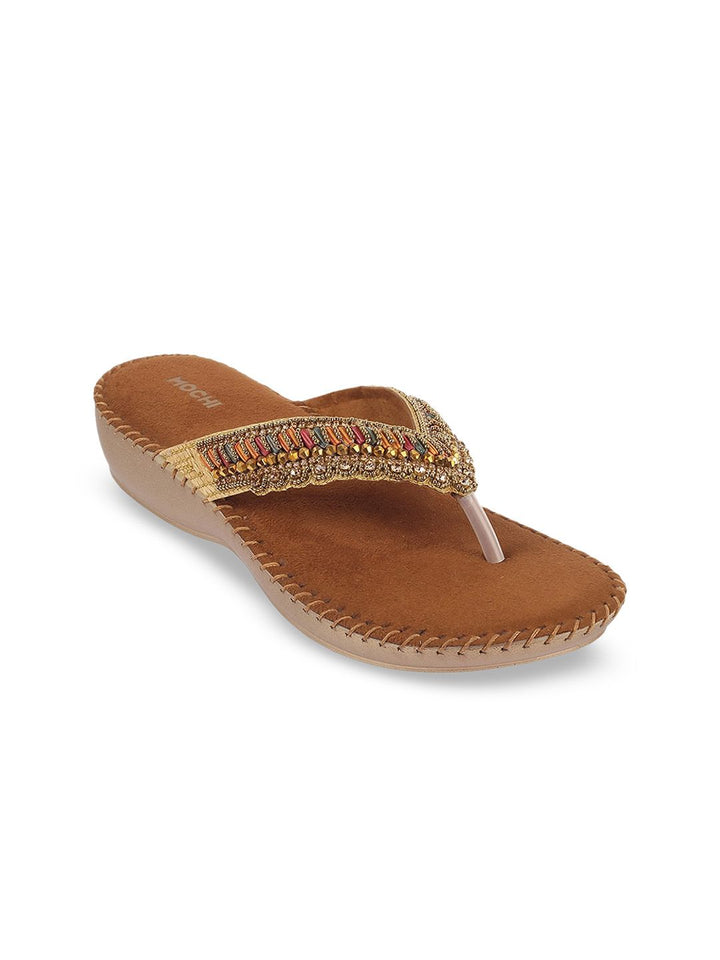 Mochi Embellished Open Toe Wedge Heels