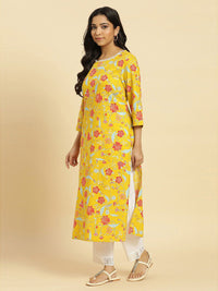 W Floral Printed Cotton Kurta